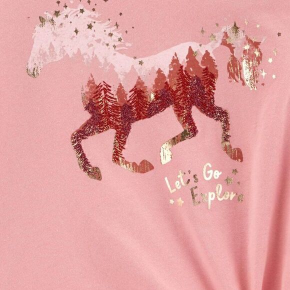OshKosh Pink Horse Let's Explore Tie-Front Long Sleeve Shirt Top Size 6/6X New - Picture 2 of 2